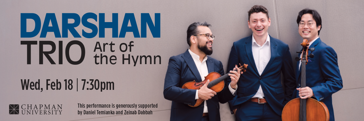 Darshan Trio Art of the Hymn | Photo of the members of the Darshan Trio holding their instruments.