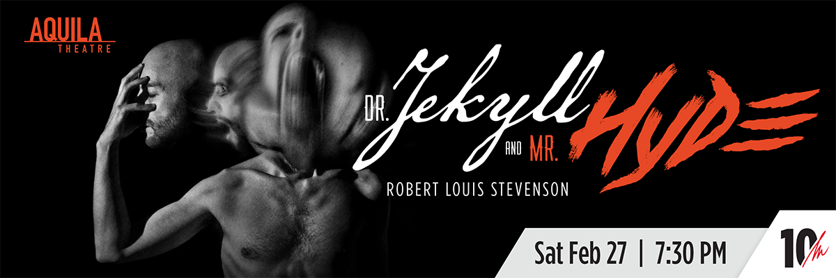 A man with multiple blurry faces around him against a black background | Dr.Jekyll and Mr.Hyde