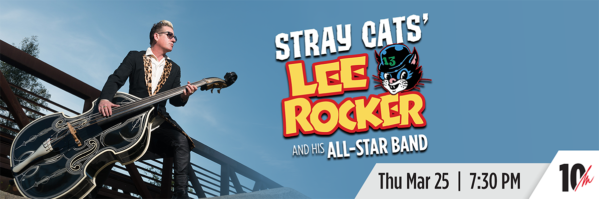 Stray Cat's Lee Rocker and His All-Star Band | Thu, Mar 25 | 7:30 PM | Lee Rocker with his Bass against a blue sky